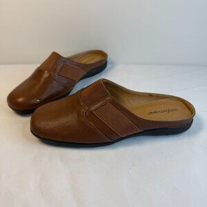 Comfortview The Sarah Womens Size 7.5 Wide Brown Leather Mules Workwear Casual
